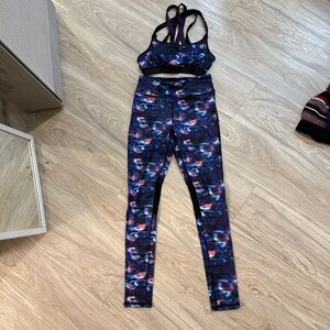 Printed Leggings + Sports Bra Set (size S, never worn)